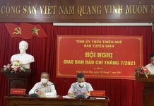 Thừa Thiên Huế giao ban báo chí tháng 7/2021 với đại diện các cơ quan báo chí trung ương đóng trên địa bàn
