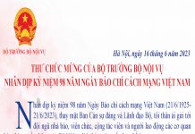 Thư chúc mừng của Bộ trưởng Bộ Nội vụ nhân dịp Kỷ niệm 98 năm Ngày Báo chí cách mạng Việt Nam (21/6/1925 – 21/6/2023)
