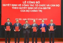 Lễ công bố quyết định về công tác tổ chức và cán bộ theo Quyết định số 214-QĐ/TW của Bộ Chính trị về chức năng, nhiệm vụ, tổ chức bộ máy của Học viện Chính trị quốc gia Hồ Chí Minh