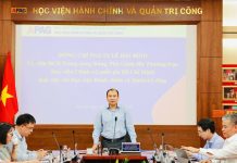 Đồng chí Lê Hải Bình, Ủy viên Trung ương Đảng, Phó Giám đốc Thường trực Học viện Chính trị quốc gia Hồ Chí Minh làm việc với Học viện Hành chính và Quản trị công