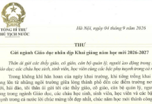 Thư của Tổng Bí thư, Chủ tịch nước Tô Lâm gửi ngành Giáo dục nhân dịp Khai giảng năm học mới 2026-2027